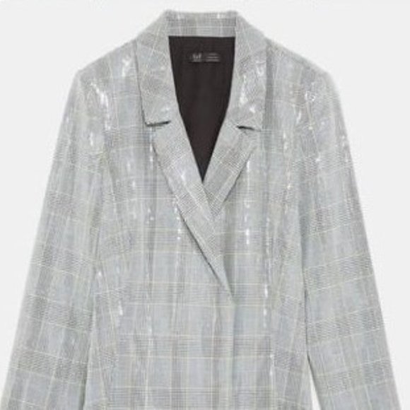 Zara NWT Grey Sequin Blazer Dress XS - Picture 2 of 3
